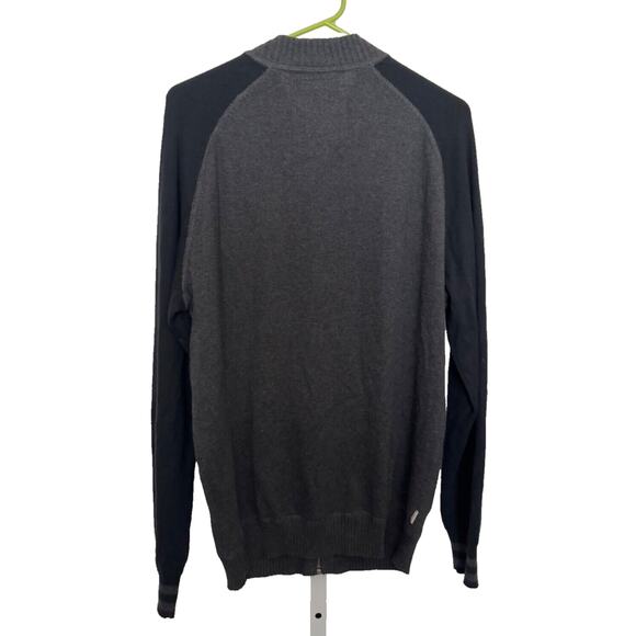 LinkSoul Golf Full Zip Sweater Mens L Dark Gray and Black Raglan Style Cotton - Picture 2 of 7